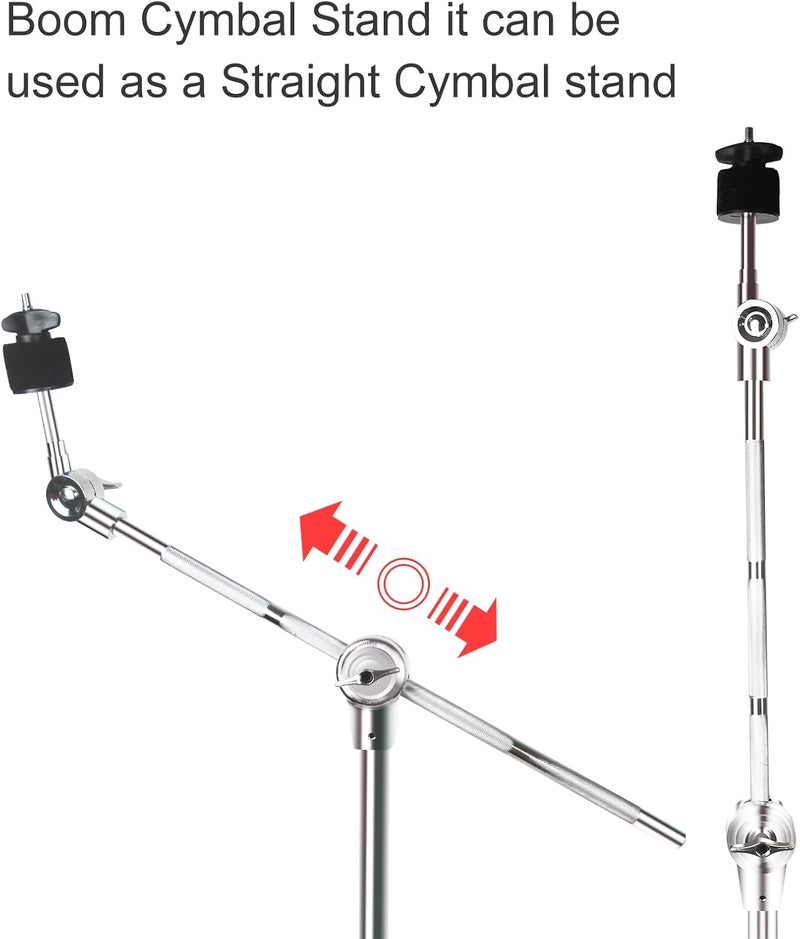 Seteol Boom Cymbal Stand, Adjustable Cymbal Stand for Drum Hardware Percussion Mount Holder Gear Set Drum Hardware Set for Mounting Crash, Ride, Splash Cymbals, Double Braced Legs with Rubber Feet - Image 2